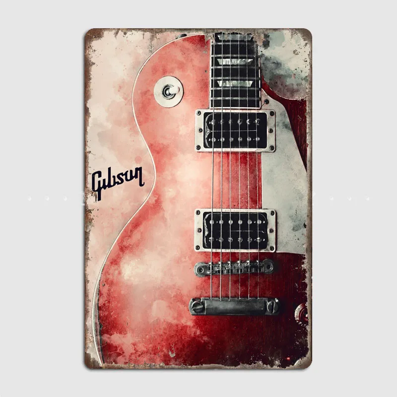 Plakat Logam Bergambar Gitar E - Vintage Collectible Plates ulasan dan harga